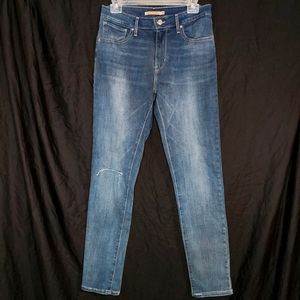 Levi's 721 high rise skinny jeans knee slit